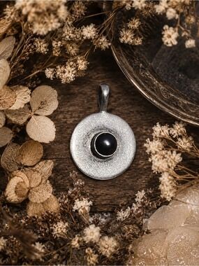🖤 Soul Flower Sterling Silver Black Pearl Pendant 925 • Designer Signed Necklace